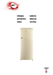 Gorenje ORB153C Notice D'utilisation Detaillee