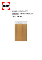 Electrolux ARTHUR MARTIN ASI 4231 W Notice D'utilisation