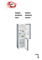 Siemens KG36NVI35 Mode D'emploi