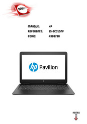 HP Pavilion 15-BC315NF Manuel De L'utilisateur