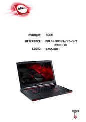 Acer G9-792-707Z Manuel D'utilisation