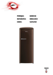 Gorenje ORB153CH Notice D'utilisation Detaillee