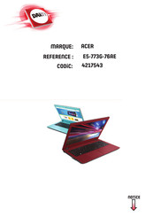 Acer Aspire E5-773G-76AE Manuel D'utilisation