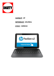 HP Pavilion x2 K9U54EA Manuel De L'utilisateur