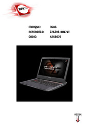 Asus Republic of Gamers ROG G752VS-BA171T Manuel Électronique