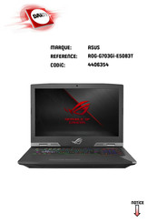 Asus ROG-G703GI-E5083T Mode D'emploi