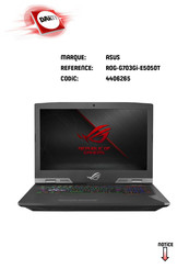 Asus ROG-G703GI-E5050T Mode D'emploi