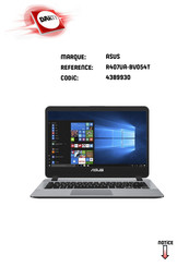 Asus R407UA-BV054T Manuel De L'utilisateur