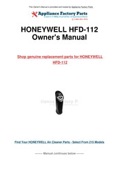 Honeywell QUIETCLEAN HFD-112 Mode D'emploi