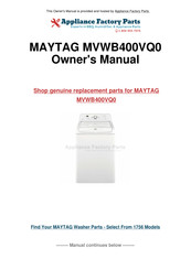 Maytag BRAVOS MVWB400VQ0 Guide D'utilisation Et D'entretien