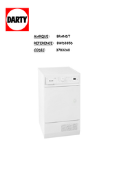 Brandt BWD385D Guide D'installation & D'utilisation