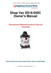 Shop-Vac SS16-650C Manuel D'utilisation