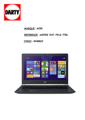 Acer ASPIRE VN7-791G-778L Manuel D'utilisation