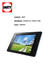 Acer Iconia One 7 A1402 Manuel D'utilisation