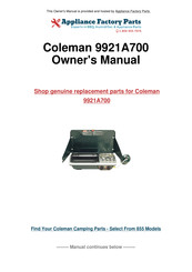 Coleman 9921A Série Mode D'emploi