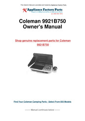 Coleman 9921B Serie Mode D'emploi