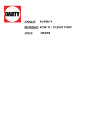 Rowenta SILENCE FORCE EXTREME RO591111 Mode D'emploi