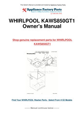 KitchenAid KAWS850GT1 Guide D'utilisation Et D'entretien