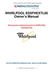 Whirlpool ED5FHEXTL Guide D'utilisation Et D'entretien