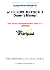 Whirlpool MK1190XH Instructions D'installation