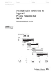 Endress+Hauser Proline 200 HART Mode D'emploi