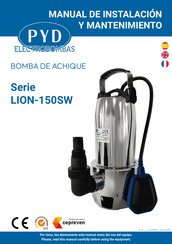 PYD Electrobombas LION-150SW Serie Manuel D'installation Et D'entretien