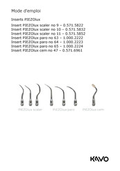 KaVo Dental PIEZOlux scaler no 11 Mode D'emploi