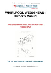 Whirlpool WED96HEAU1 Guide D'utilisation Et D'entretien