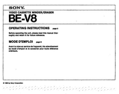 Sony BE-V8 Mode D'emploi