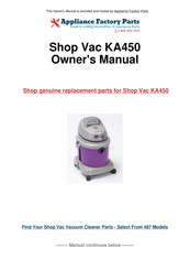 Shop-Vac KA450 Manuel D'utilisation