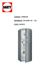 Gorenje RB 60309 OX - 15J Notice D'utilisation