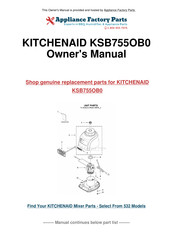 KitchenAid KSB755 Instructions