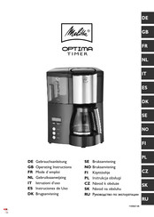 Melitta OPTIMA TIMER 100801 Mode D'emploi