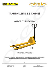 MECANIT Otelo 77 910 250 Notice D'utilisation