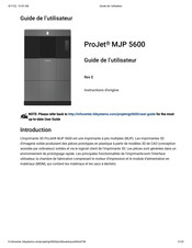 3D Systems ProJet MJP 5600 Guide De L'utilisateur