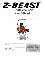 DEK FINISH MOWER Z-BEAST Manuel Du Propriétaire