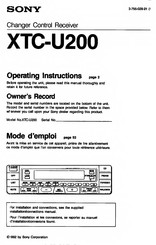 Sony XTC-U200 Mode D'emploi