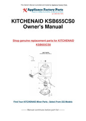 KitchenAid KSB655CS0 Instructions