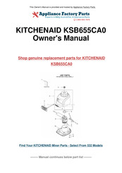 KitchenAid KSB655CA0 Instructions