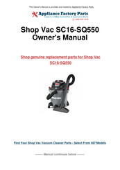 Shop-Vac SC16-SQ550 Manuel D'utilisation