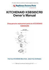 KitchenAid KSB585CR0 Instructions Et Recettes