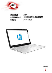 HP PAVILION 15-BW051NF Manuel De L'utilisateur