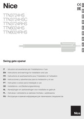 Nice TTN6024RHS Instructions Et Avertissements Pour L'installation Et L'utilisation