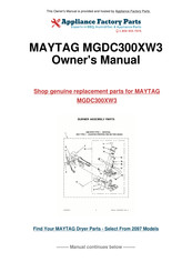 Maytag MGDC300XW3 Guide D'utilisation Et D'entretien