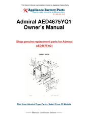 Whirlpool Admiral AED4675YQ1 Guide D'utilisation Et D'entretien