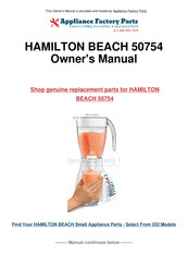 Hamilton Beach 50754 Mode D'emploi