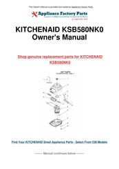 KitchenAid KSB580NK0 Instructions Et Recettes