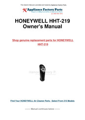 Honeywell QUIETCLEAN HHT-219 Mode D'emploi