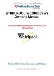 Whirlpool Cabrio WED8800YW2 Guide D'utilisation Et D'entretien