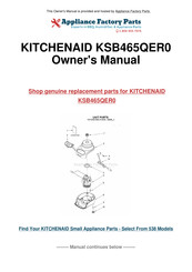 KitchenAid KSB465QER0 Instructions